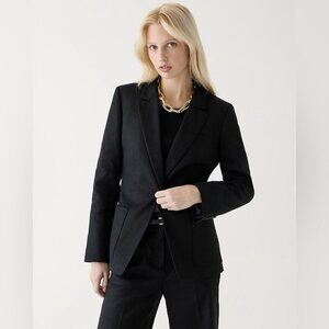 J. Crew Helena Blazer in Stretch Linen Blend Black Size 6